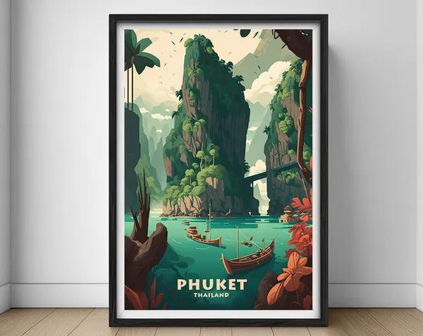 Phuket Thailand Travel Poster, Phang Na Bay Art Print