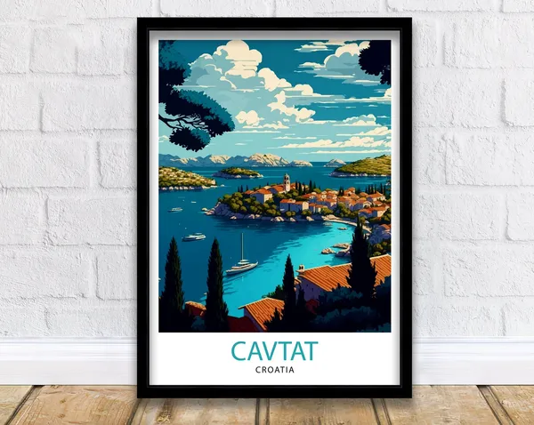 Cavtat Croatia Travel Poster, Europe Wall Art