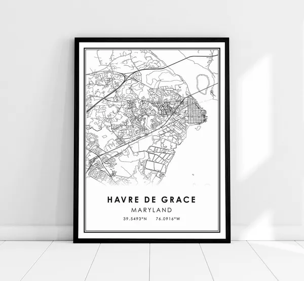 Havre De Grace Maryland Map Art Print, City Map