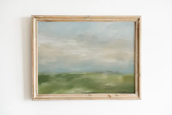Soft Green Landscape Vintage Art Print, Muted