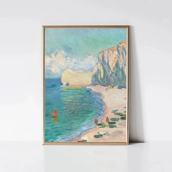 Monet Etretat Beach Impressionist Landscape Print