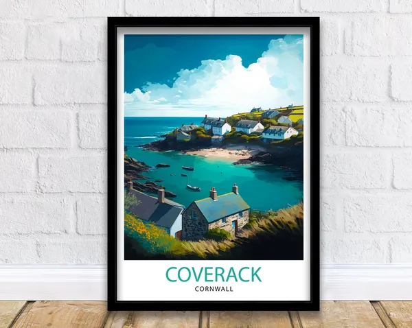 Coverack Cornwall Travel Poster, Coastal Decor