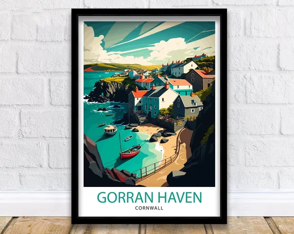 Gorran Haven Cornwall Travel Poster, Home Decor