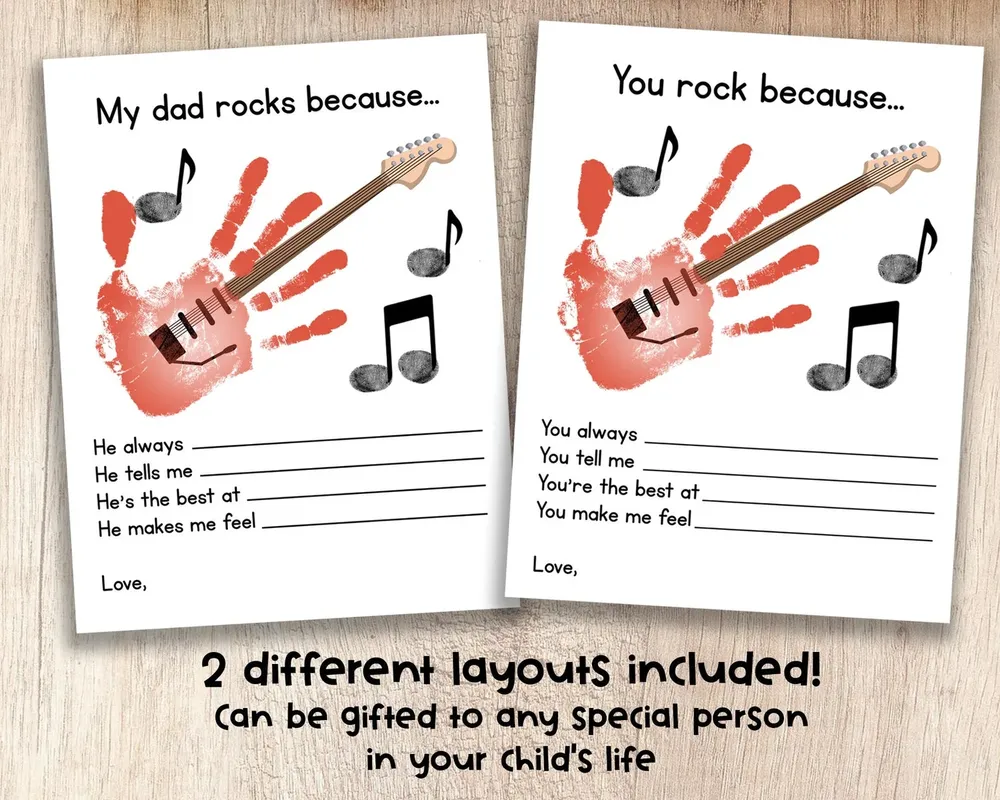 Father's Day Music Handprint Keepsake Art Print - Image 2