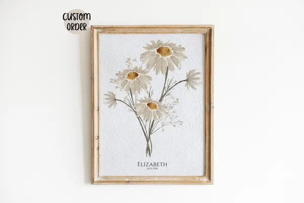 Family Birth Month Flower Custom Watercolor Art Print