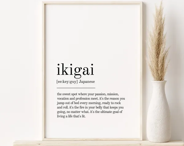 Ikigai Definition Minimalist Quote Art Print