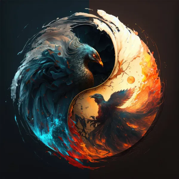 Fire And Ice Phoenix Fantasy Art Print