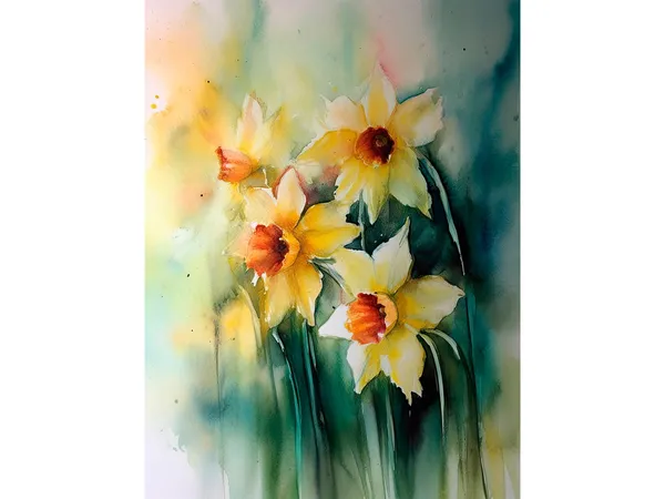 Daffodil Painting Floral Watercolor Art Print