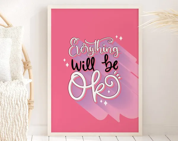 Positive Text Print, Colourful Motivational Art Print