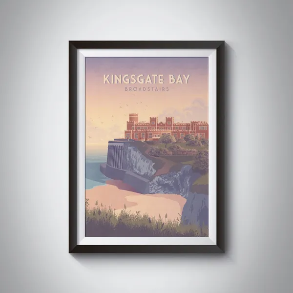 Kingsgate Bay Vintage Travel Poster, Kent Seaside