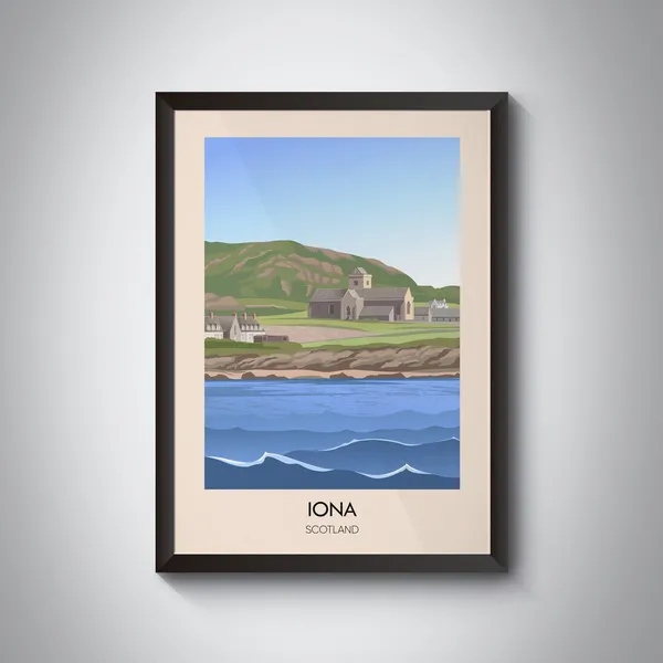 Iona Vintage Travel Poster, Scottish Island Travel Print