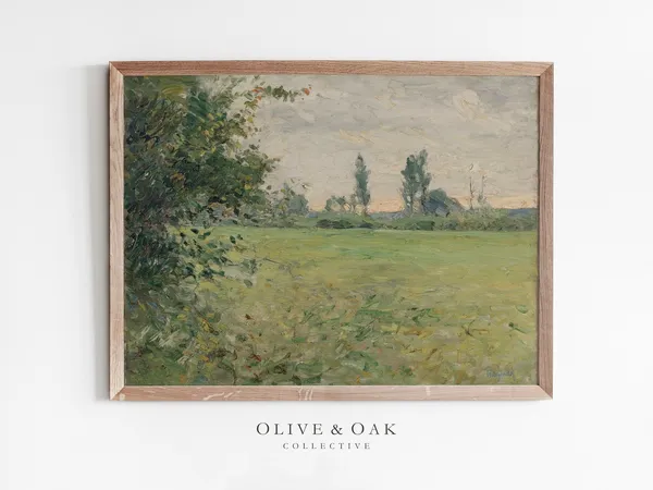Vintage Landscape Painting, Antique Wall Art Print