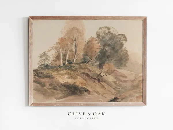 Autumn Landscape Painting, Vintage Art Print