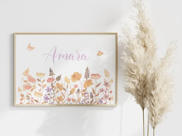 Custom Wildflower Name Print for Girl Nursery