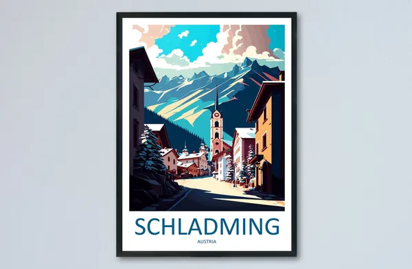 Schladming Travel Poster, Austria Wall Art Print