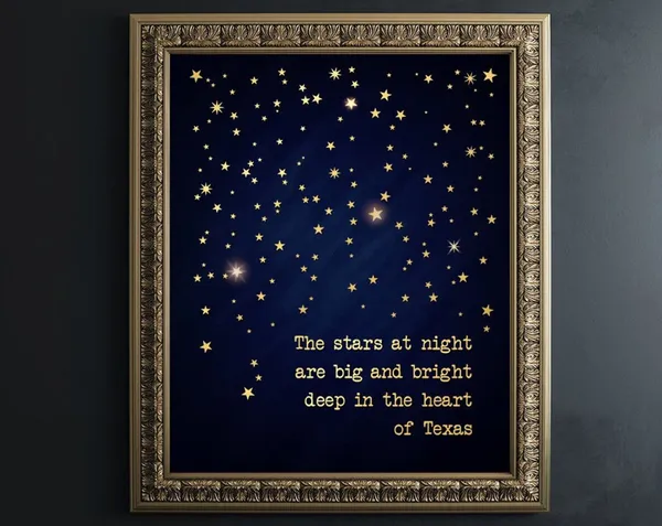 Texas Stars Quote, Deep in the Heart of Texas Art Print