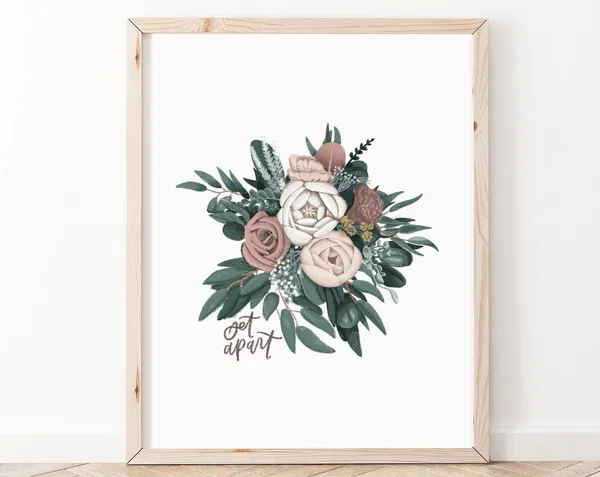 Set Apart Christian Bible Verse Floral Art Print