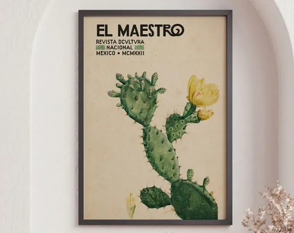 Vintage Mexican Cactus Exhibition Poster Art Print