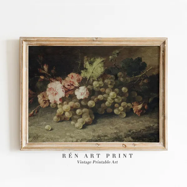 Vintage Still Life Painting Art Print, Kitchen Farmhouse