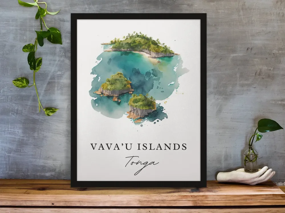 Vavau Island Tonga Travel Poster, Custom Text - Image 3