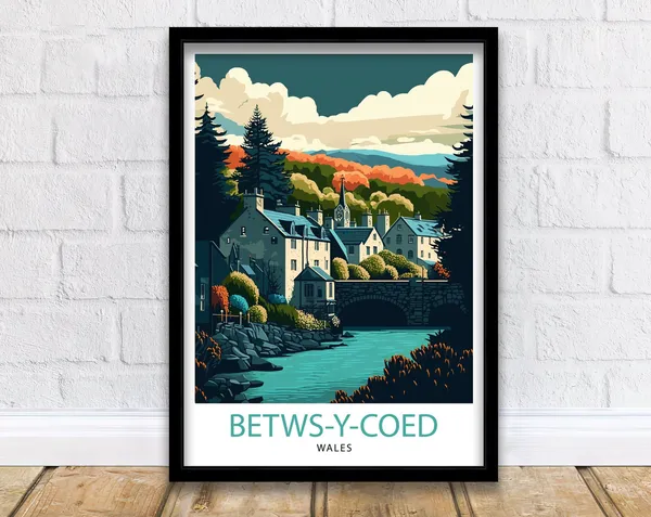 Betws Y Coed Travel Poster, Wales Illustration