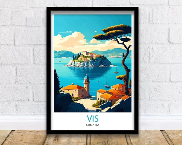 Vis Croatia Travel Poster, Vis Island Home Decor