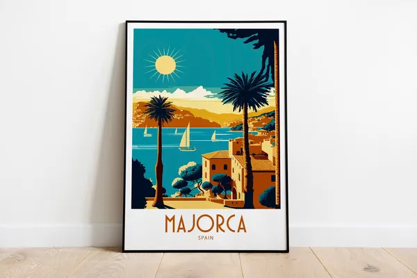 Majorca Spain Travel Poster, Home Wall Decor