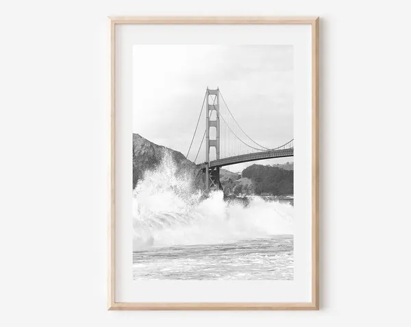 San Francisco Black And White Golden Gate Bridge Art Print