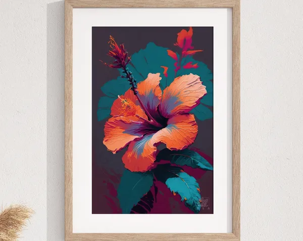 Hibiscus Watercolor Art Print, Tropical Botanical
