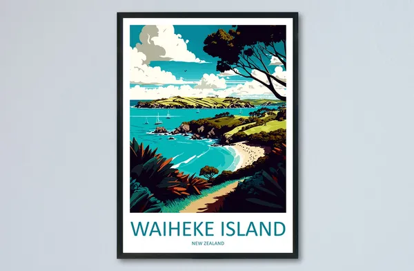 Waiheke Island Travel Poster, New Zealand Wall Decor