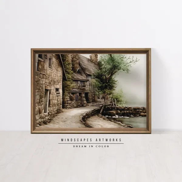 Lakeside Hideaway Rustic Stone House, Travel Poster