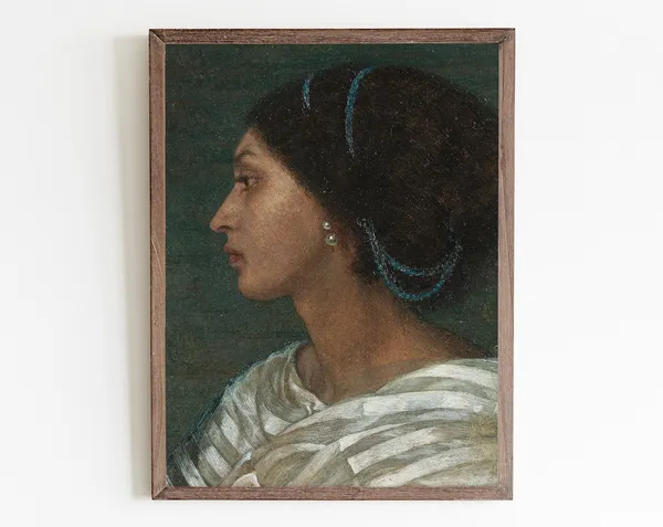 Vintage Female Portrait Art Print, Moody Wall Art