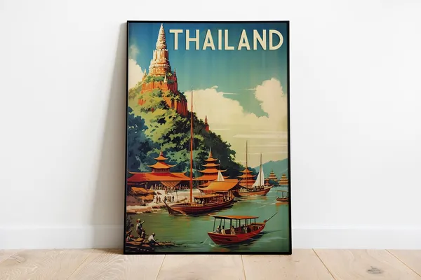 Tropical Thailand 1950s Style Vintage Travel Poster