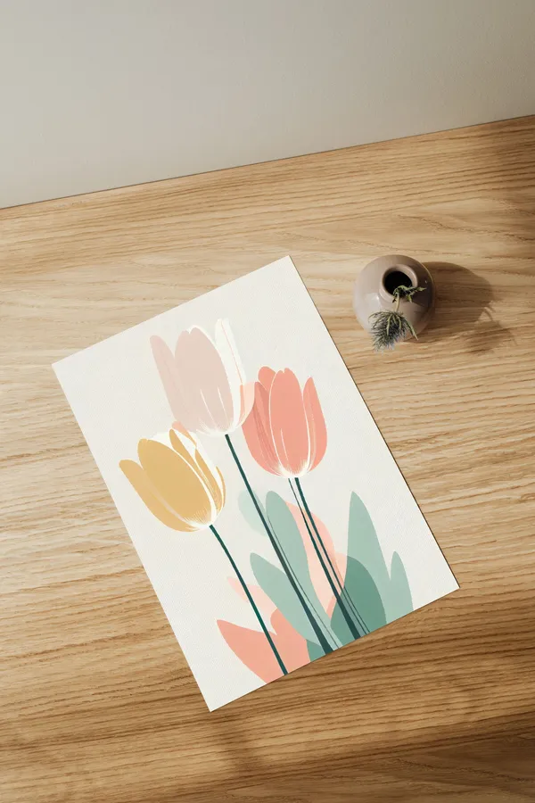 Vintage Scandi Tulip Floral Art Print