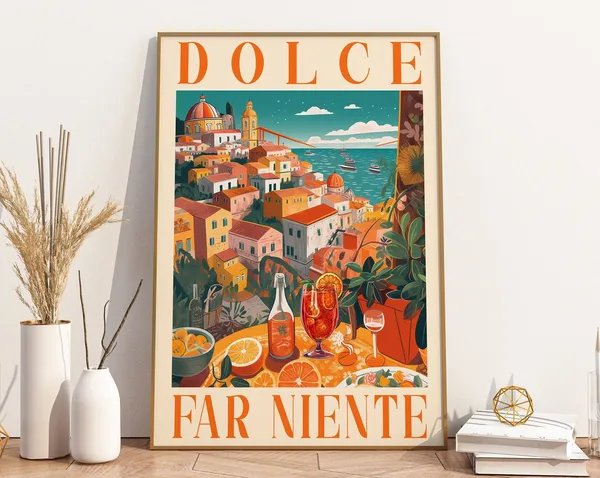 Dolce Far Niente Positano Travel Poster, Italy Quote