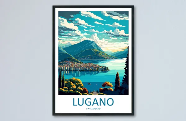 Lugano Travel Poster, Switzerland Wall Art