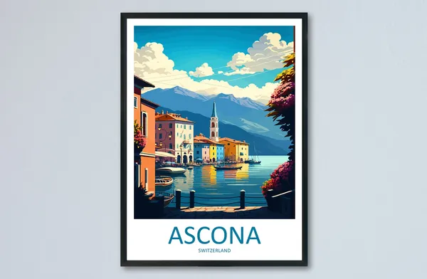 Ascona Travel Poster, Switzerland Wall Decor