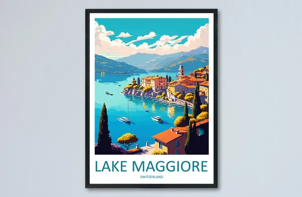 Lake Maggiore Travel Poster, Switzerland Wall Decor