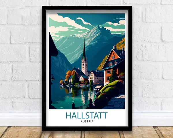 Hallstatt Austria Travel Poster, Home Decor