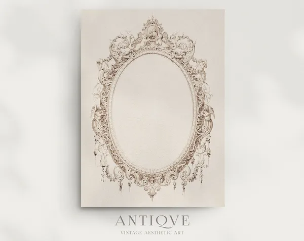 Vintage Design Drawing, Victorian Royalcore Decor