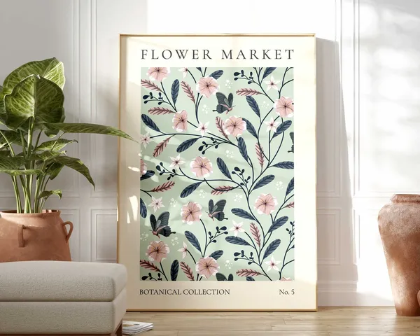 Flower Market Living Room Botanical Poster Print