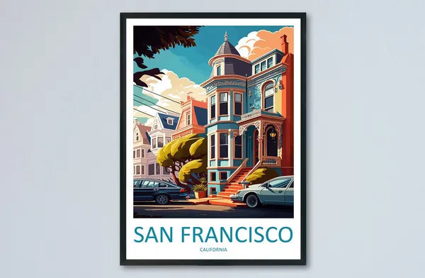 San Francisco Travel Poster, California Wall Art