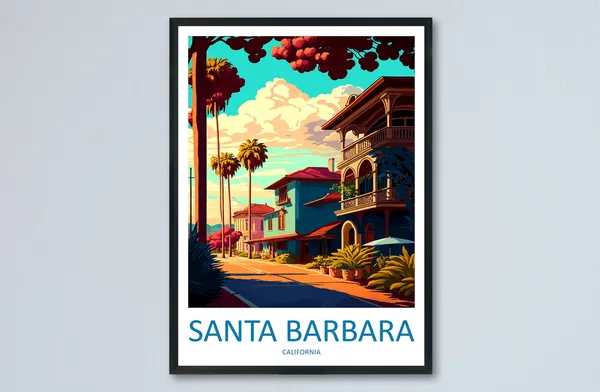 Santa Barbara Travel Poster, California Wall Art