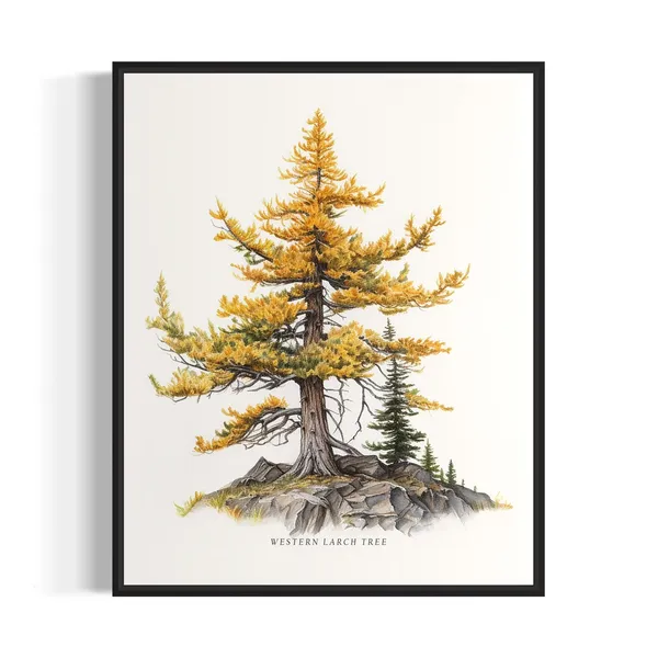 Western Larch Tree Art Print, Nature Wall Decor