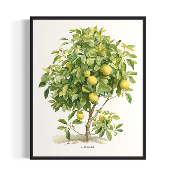 Lemon Tree Wall Art Print, Kitchen Fruit Decor