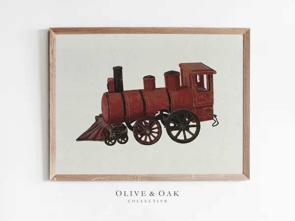 Locomotive Drawing Toy Train Art Print, Nursery Decor