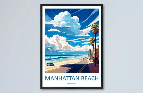 Manhattan Beach Travel Poster, USA Wall Decor