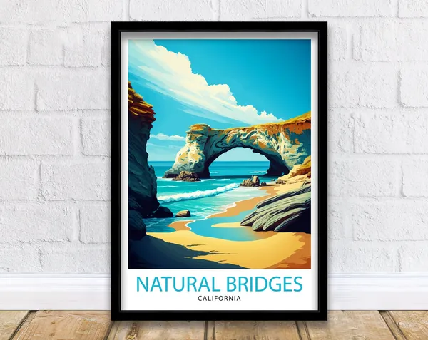 Natural Bridges California Travel Poster, Coastal Wall Art
