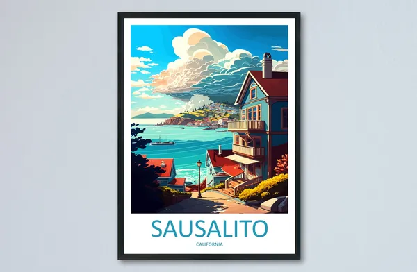 Sausalito Travel Poster, California Wall Art Print