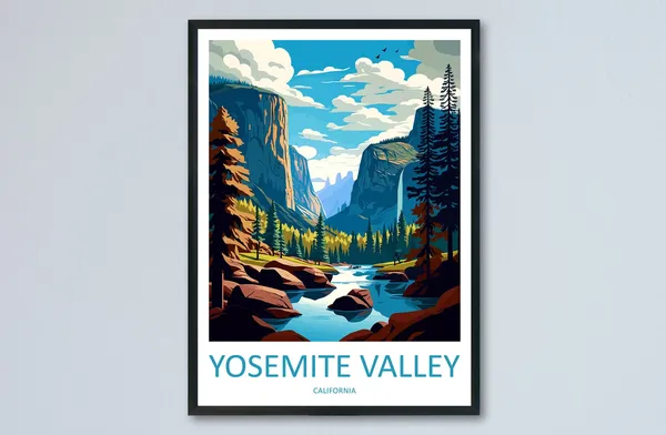 Yosemite Valley National Park Travel Poster, California